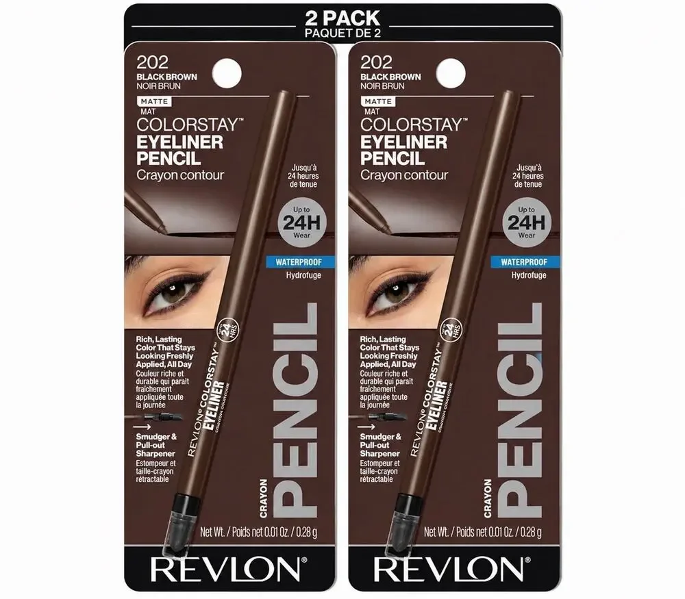 2 Pack Revlon ColorStay Waterproof Eyeliner, Black Brown 202, 0.01 oz BRAND NEW